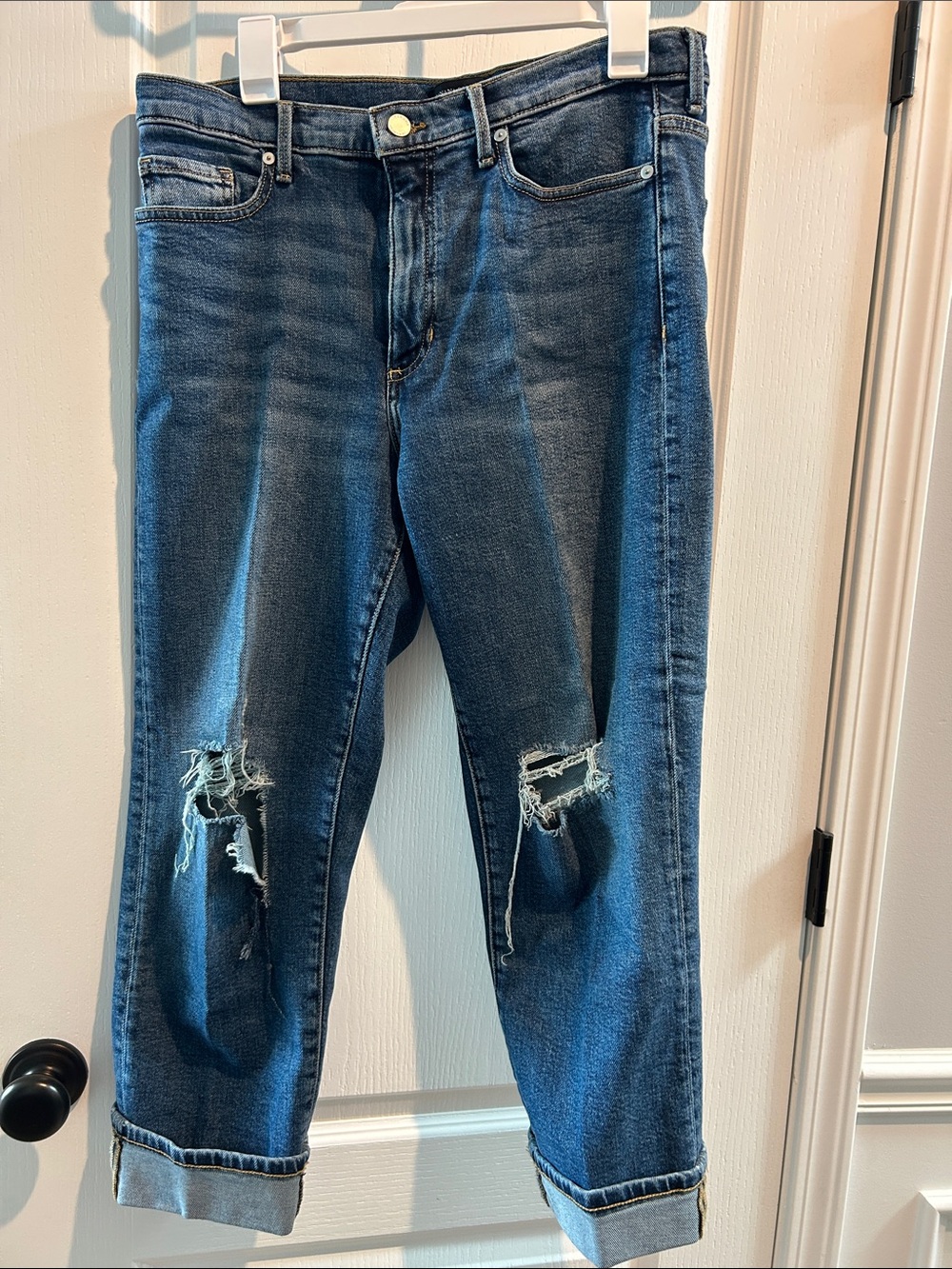 Banana Republic Dark Blue Distressed Boyfriend Jeans